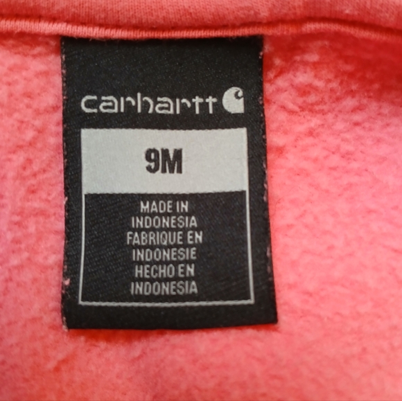 Carhartt 1/4 Zip Long Sleeve Hoodie Sweatshirt Pink Baby Size 9 Months - Picture 5 of 6